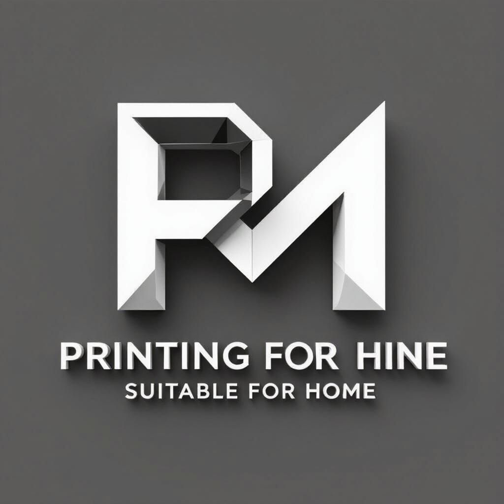 Minimalist 3D PM Logo Design with Geometric Illusion