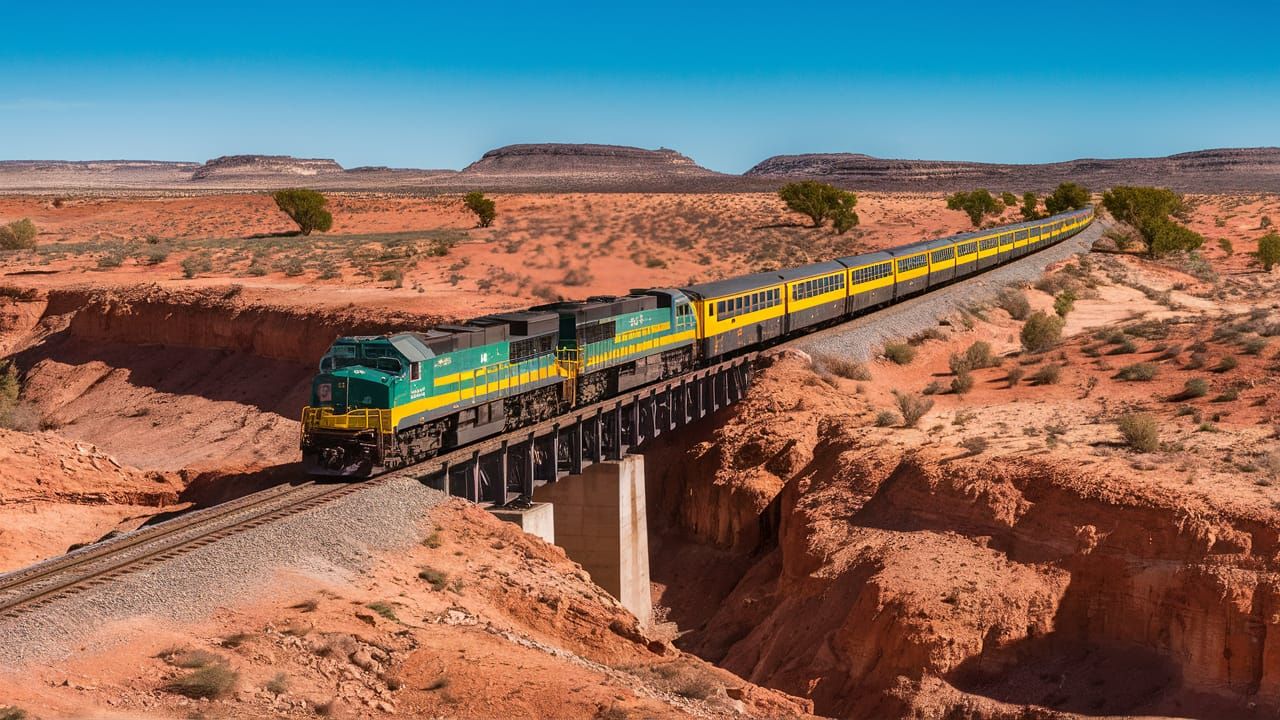 Desert Train Journey: A Vibrant Landscape Photograph