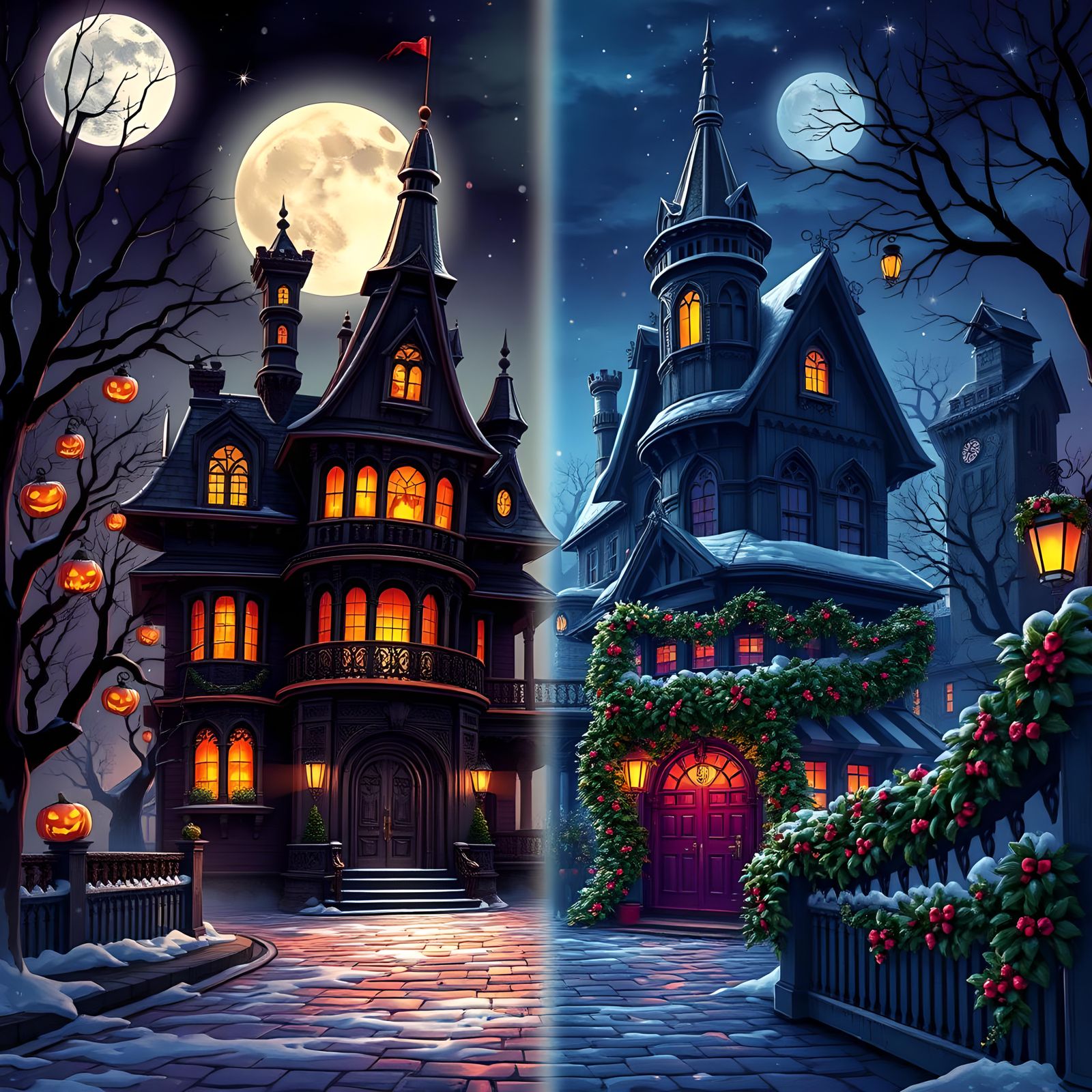 Haunted Mansion Transforms into Winter Wonderland