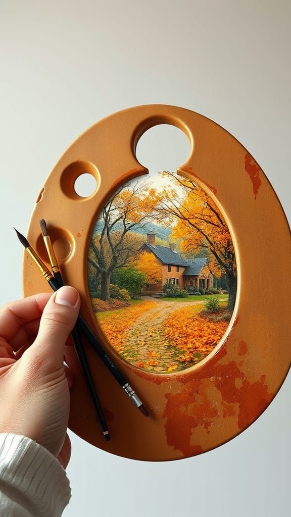 Autumn Portrait Double Exposure with Earthy Paint Palette