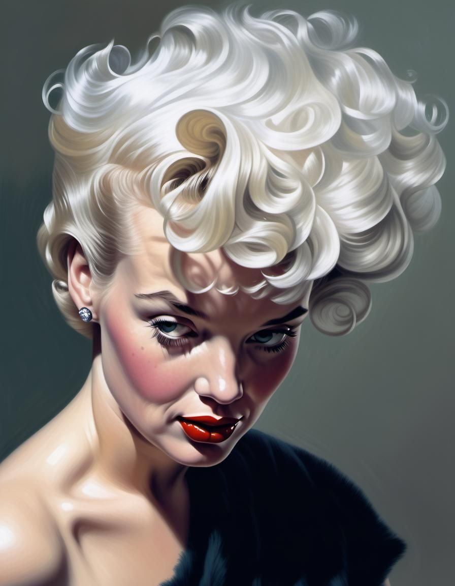 Marilyn Monroe Blow-Drying Hair: Art Frahm Illustration