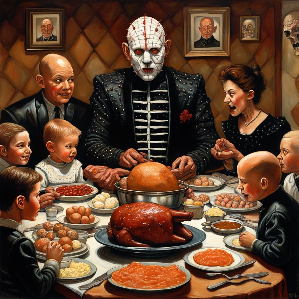 Hellraiser Easter: A Norman Rockwell Horror Painting