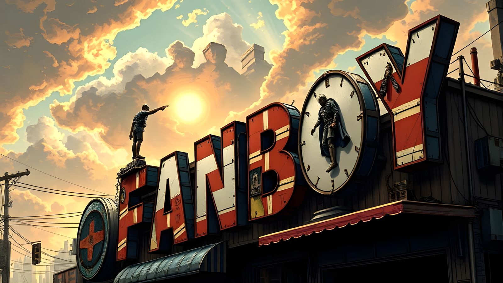 Fanboy in Intricate Comic Art Street Scene