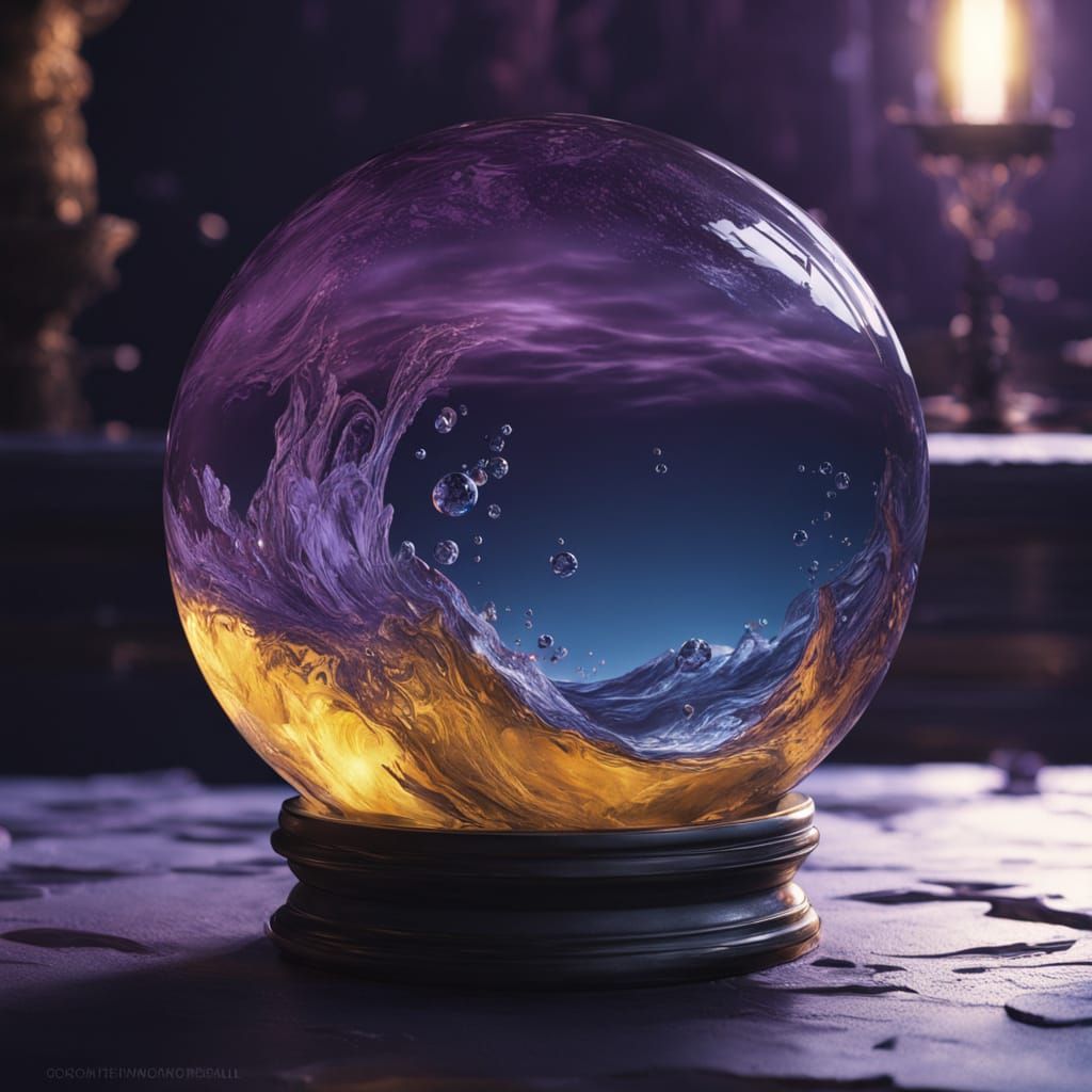 Crystal Ball in Water: Dark Fantasy Concept Art