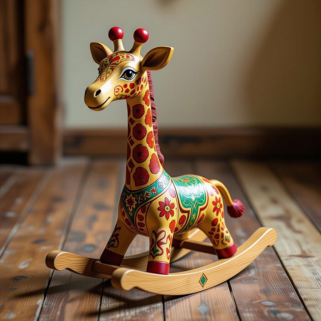 Handmade Giraffe Rocking Toy in Fantasy Style