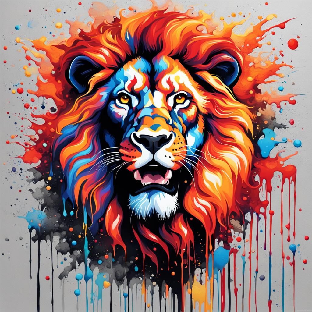 Fiery Leo Zodiac Lion in Graffiti Art