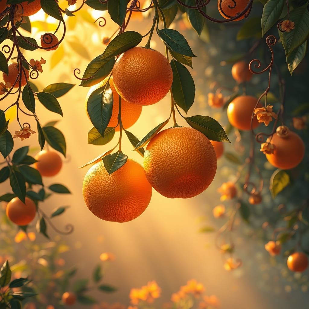 Vibrant Citrus Fruits in Whimsical Dreamscapes