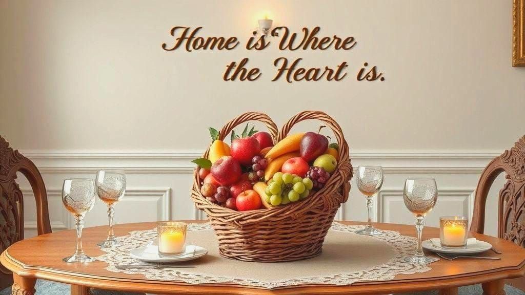 Fruit Heart Basket Still Life in Photorealistic Style