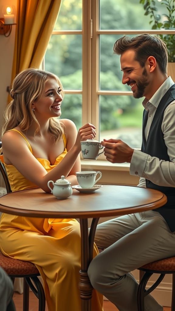 Elegant Tea Scene in Beatrix Potter Style