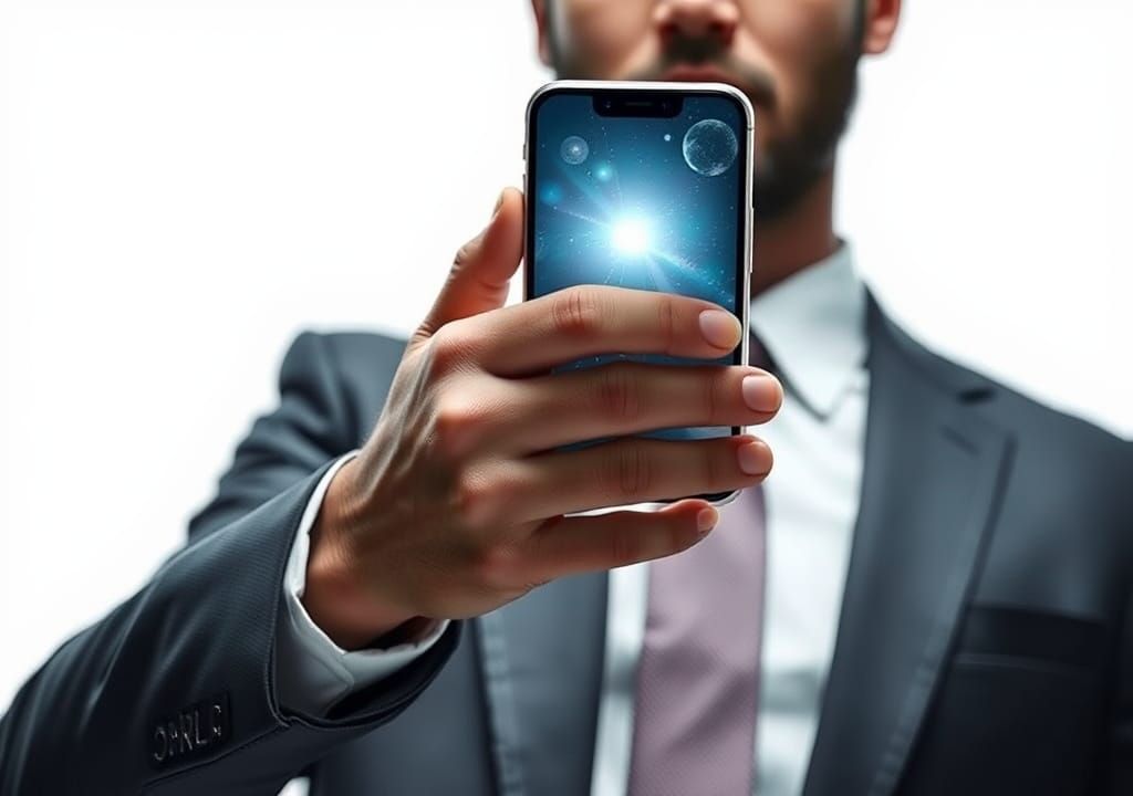 Businessperson with Smartphone in Hyper-Realistic Style
