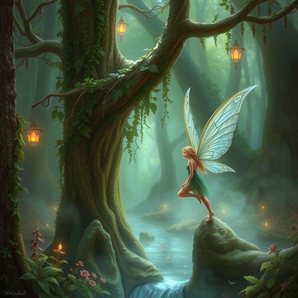 Ethereal Forest Fairy in Mist