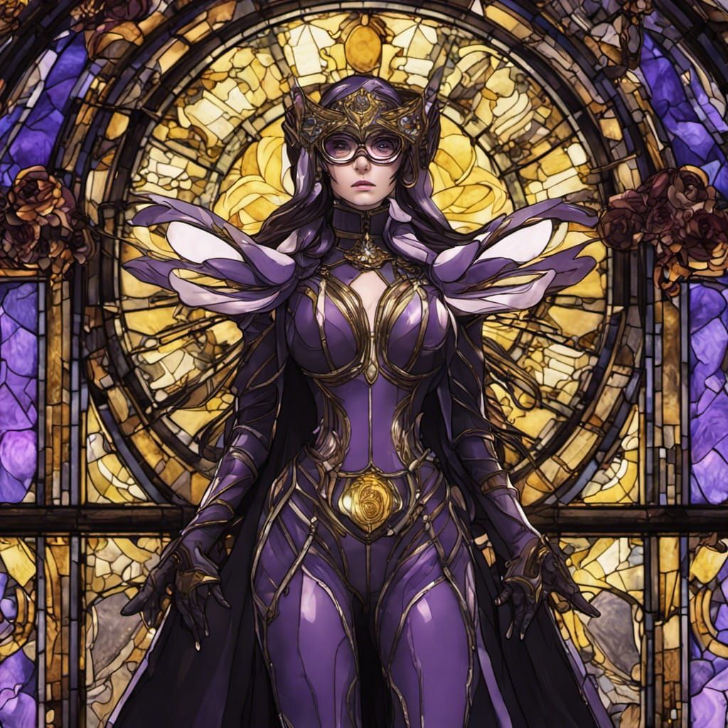Stained Glass Bayonetta in Art Nouveau Style
