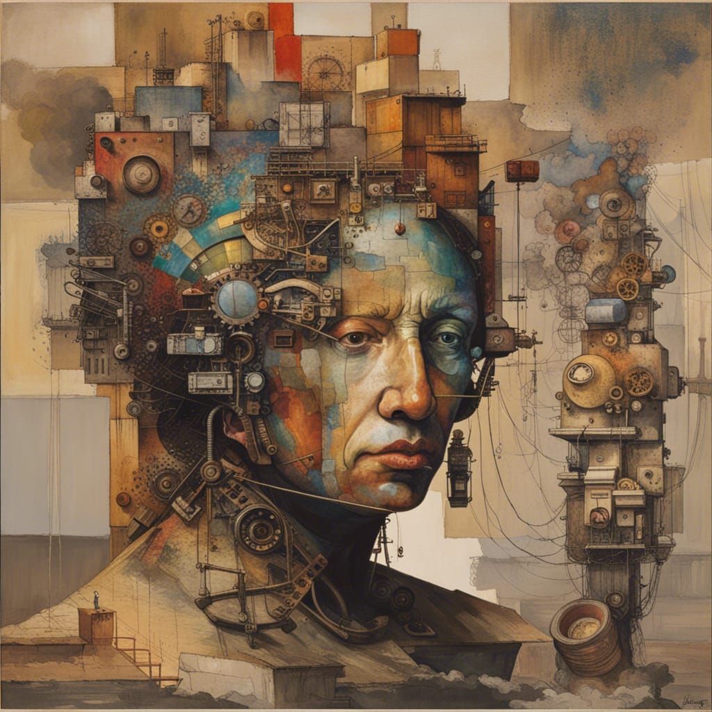 Sinister Head Enslaver Portrait in Dadaist Style