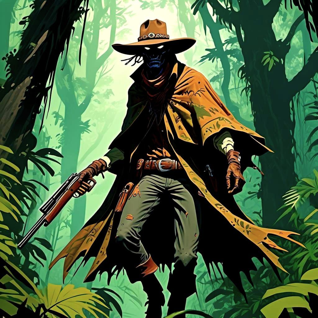 Spider Cowboy Leaps Through Rainforest Canopy