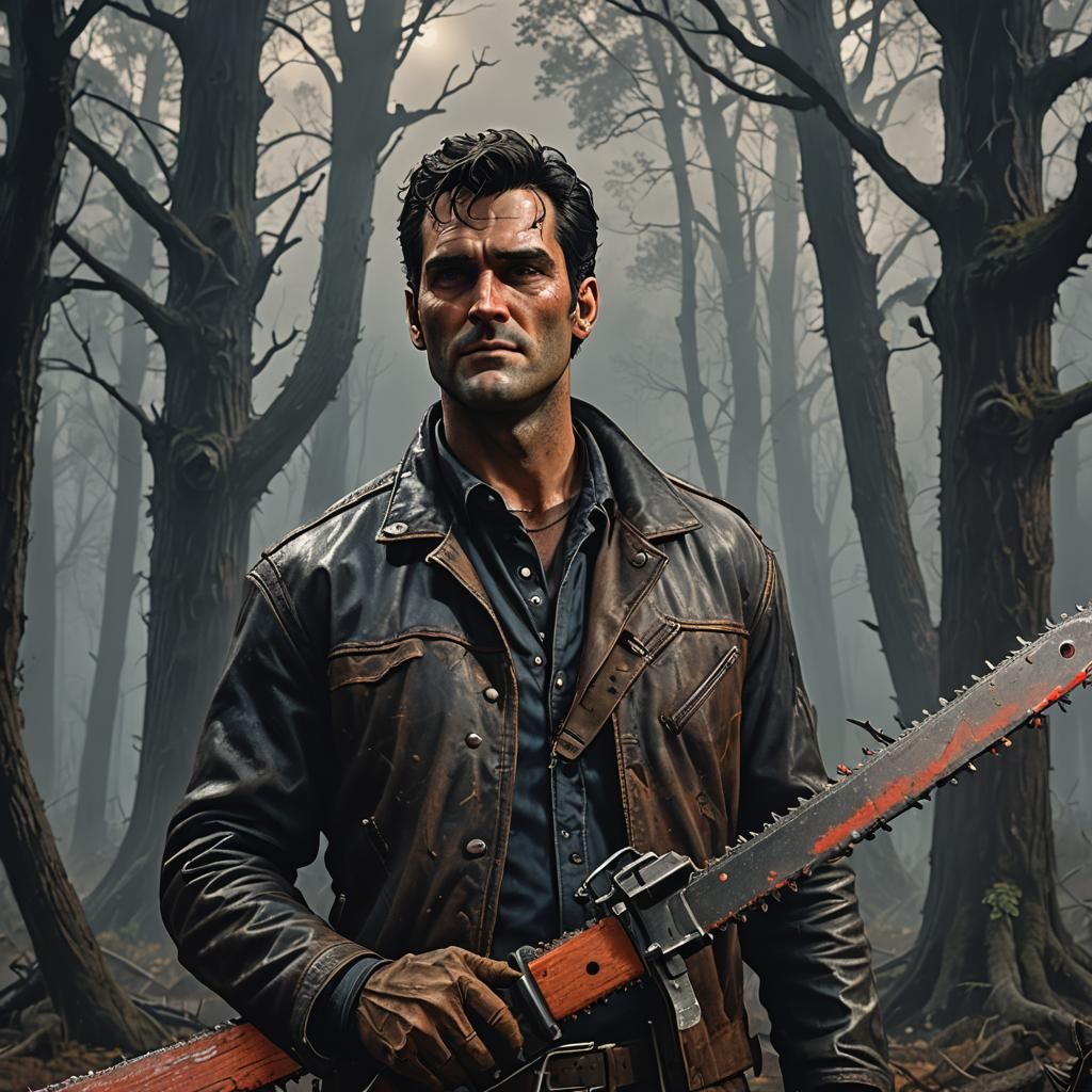 Young Ash Williams in Eerie Misty Woods