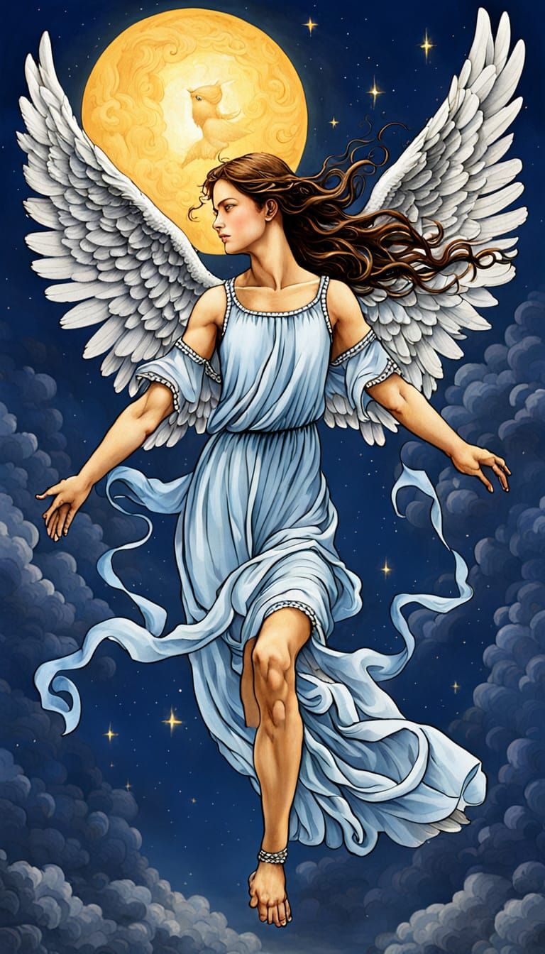 Angels: Celestial beings, often depicted as having wings.