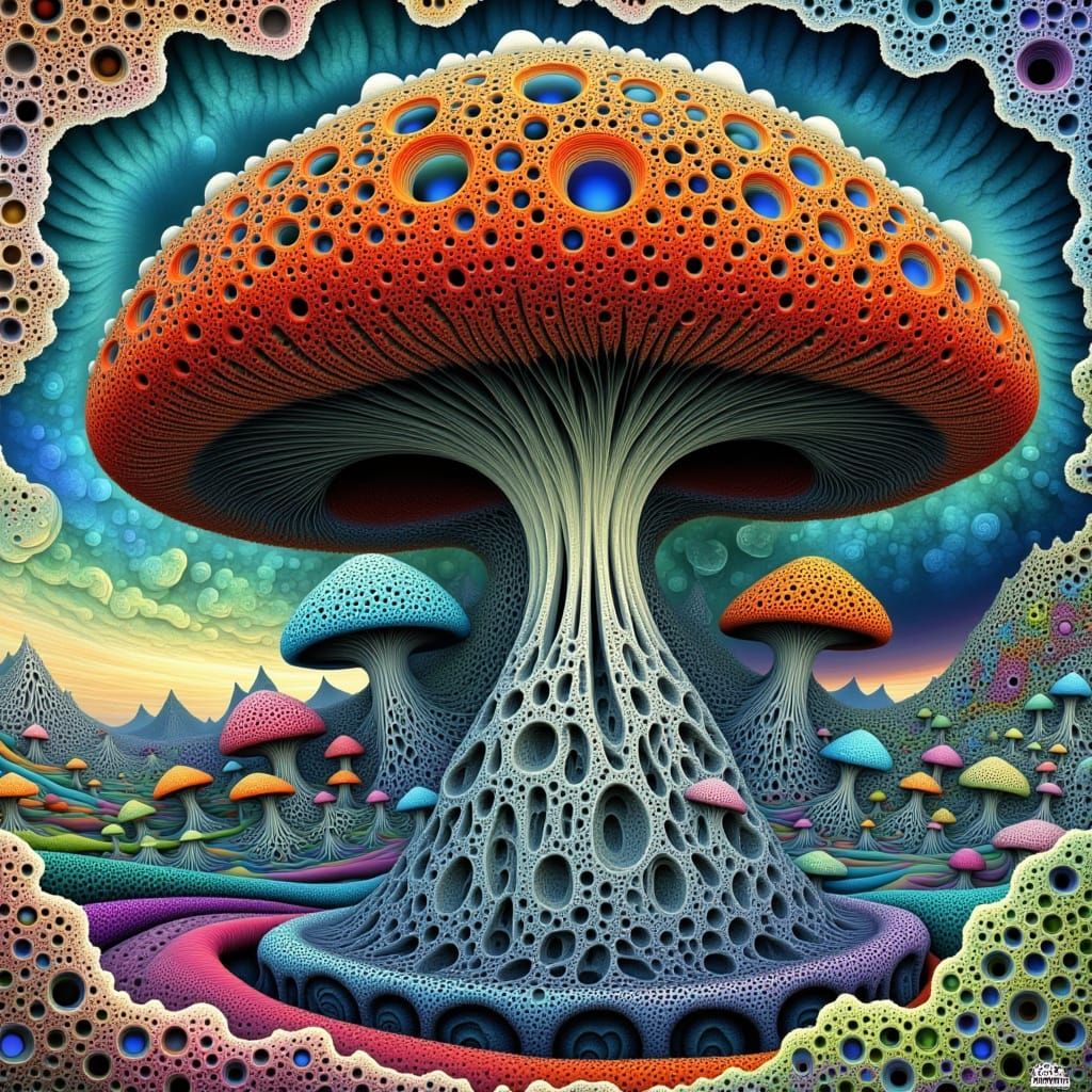 Surreal Mushroom with Fractal Textures