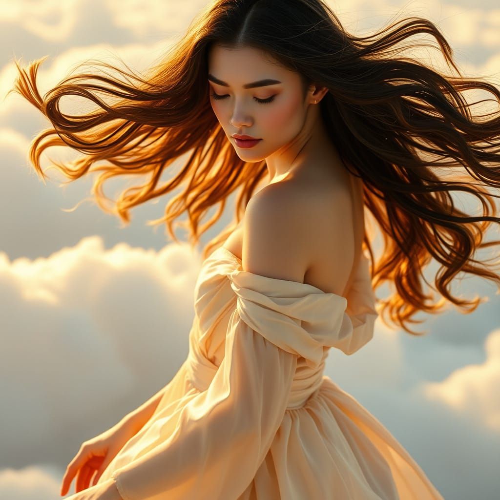 Ethereal Goddess in Golden Light