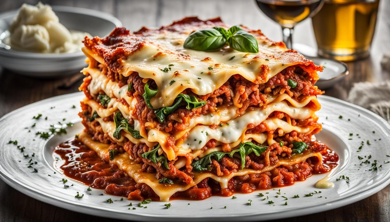 Hyperrealistic Lasagna with Gorgonzola in Ultra HDR