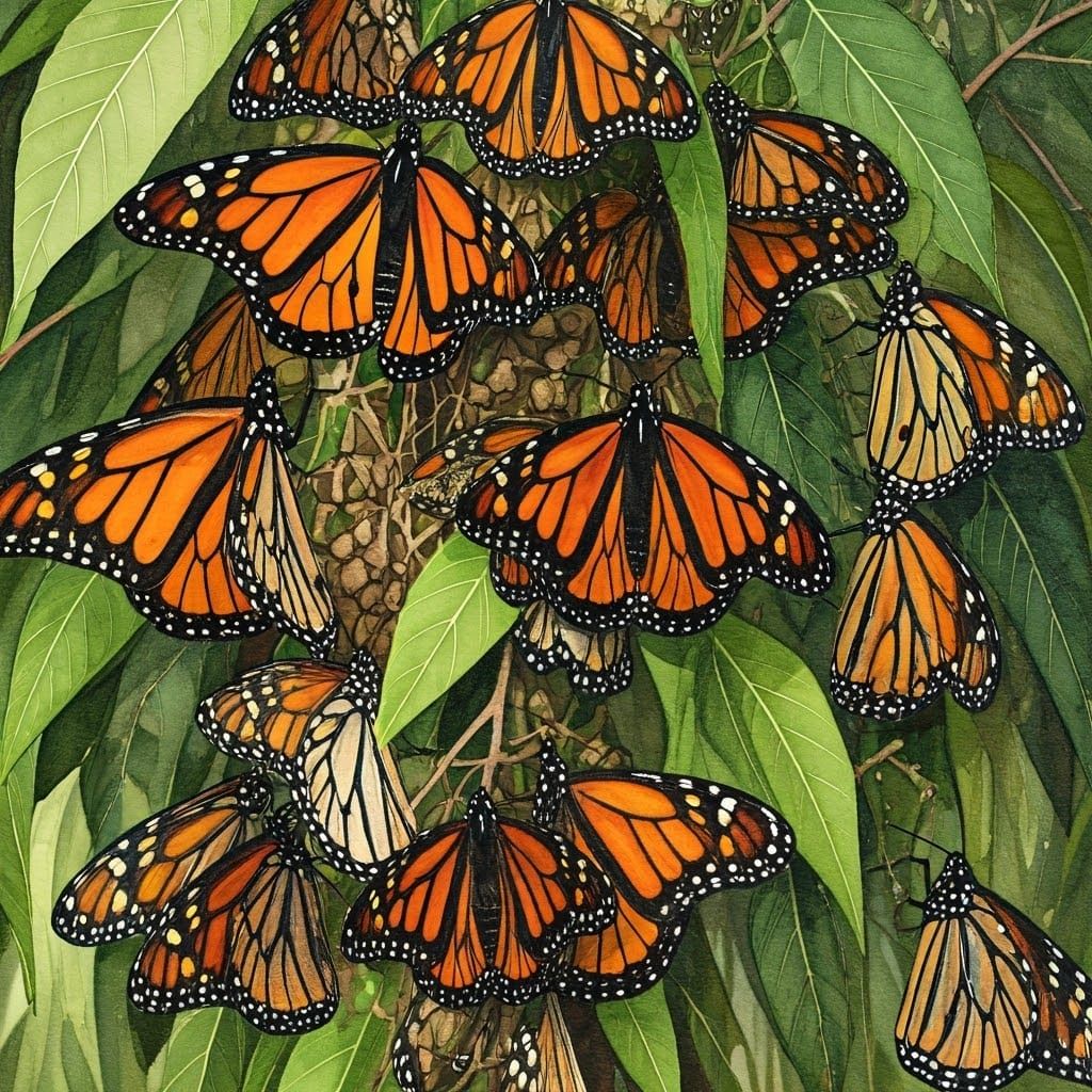 Vibrant Monarchs in a Whimsical Jungle Wonderland