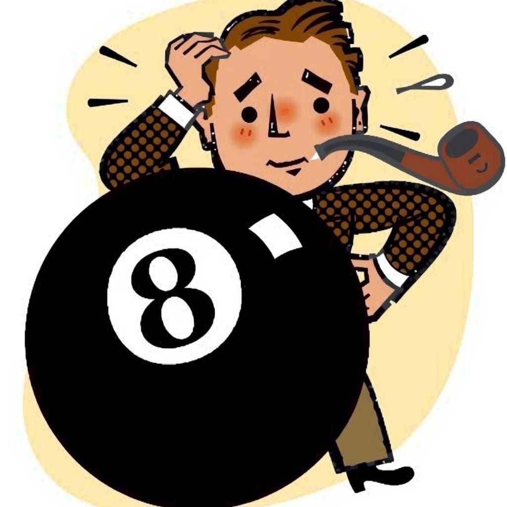 Man Behind 8 Ball in Retro Vector Art Style