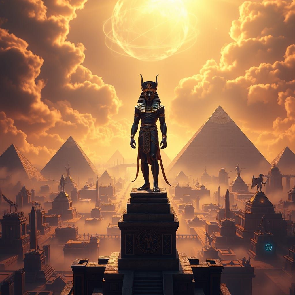 Ancient Egyptian God of Wonder in Golden Splendor