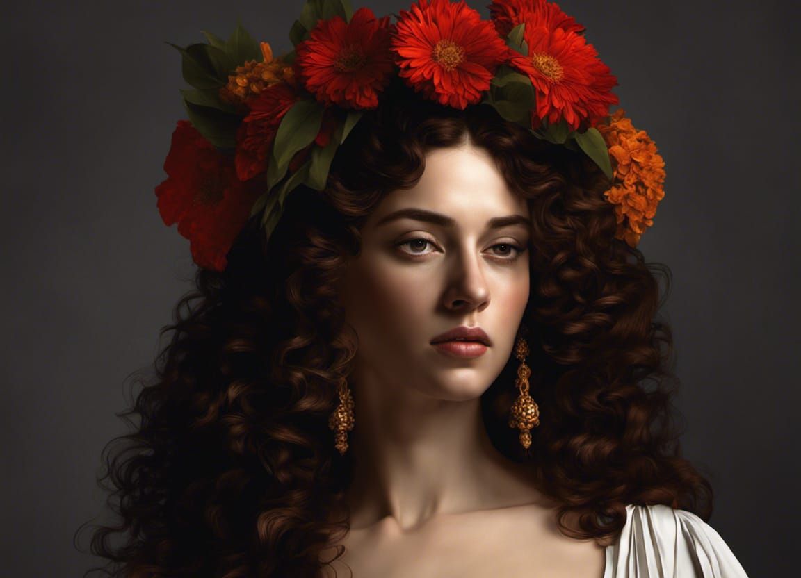 Greek Woman Portrait in Baroque Style