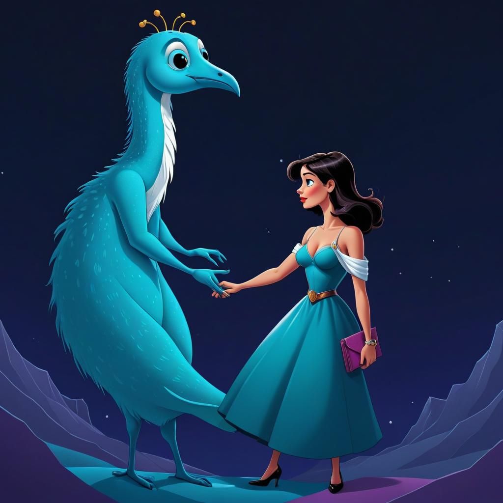 Cartoon World on Shoulders: Quirky Cel-Shaded Digital Art