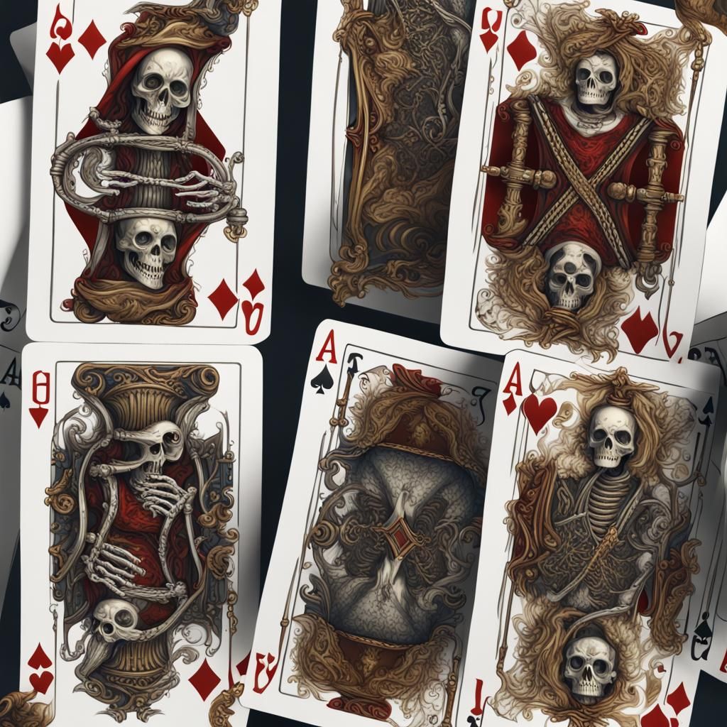 Skeletons Playing Cards: Detailed Matte Painting