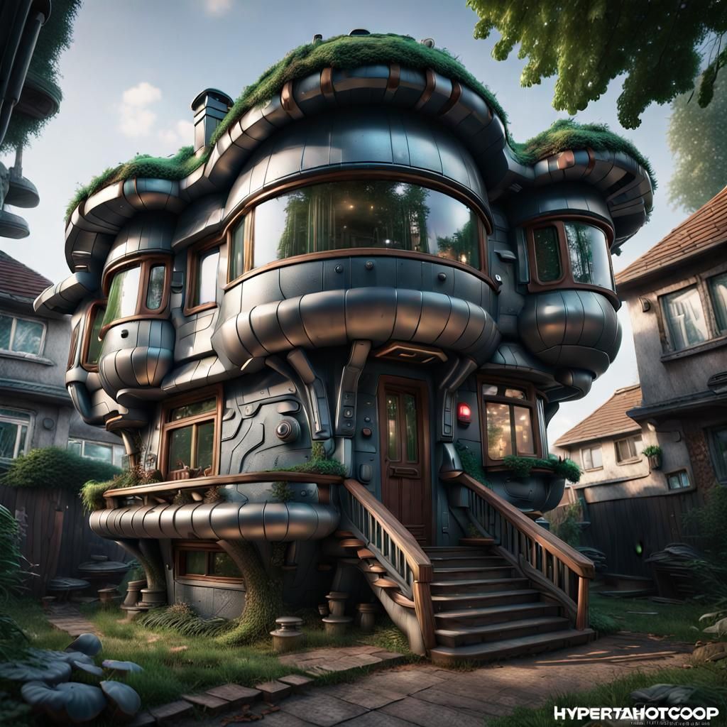 RoboCop Style Mushroom House: Hyperrealistic Detailed Matte ...