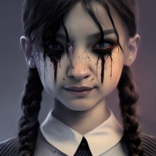 Wednesday Addams Portrait in Hyperdetailed Digital Art