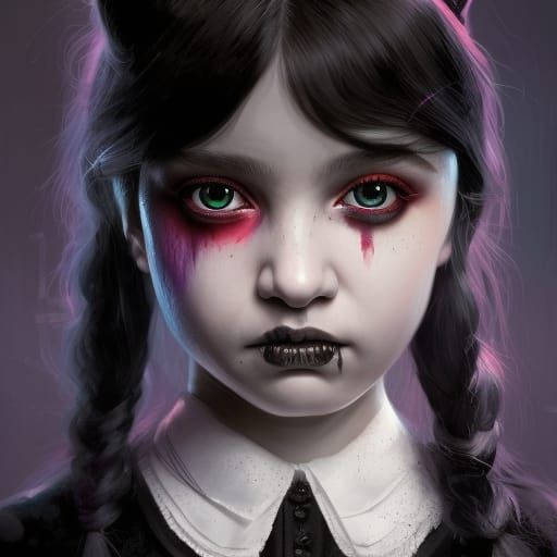 Wednesday Addams Portrait in Digital Art Style