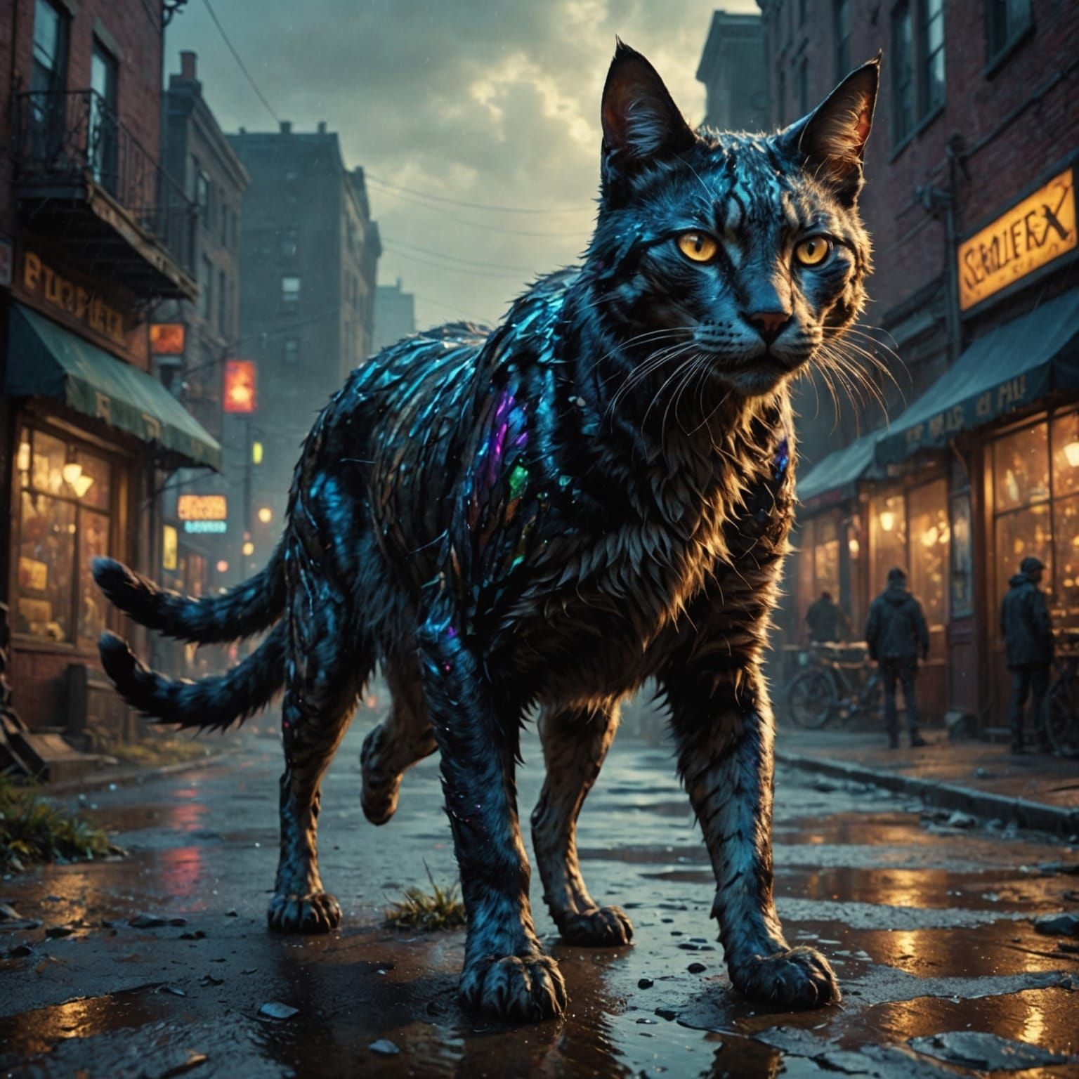 Skinwalker Posing as Cat, Hyperrealistic Digital Art