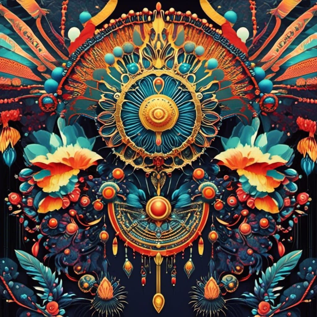 Detailed Native American Dreamcatcher with Alcohol Ink Effec...