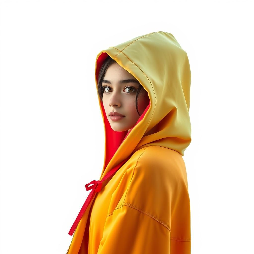 Hooded Woman in Futuristic Minimalist Style