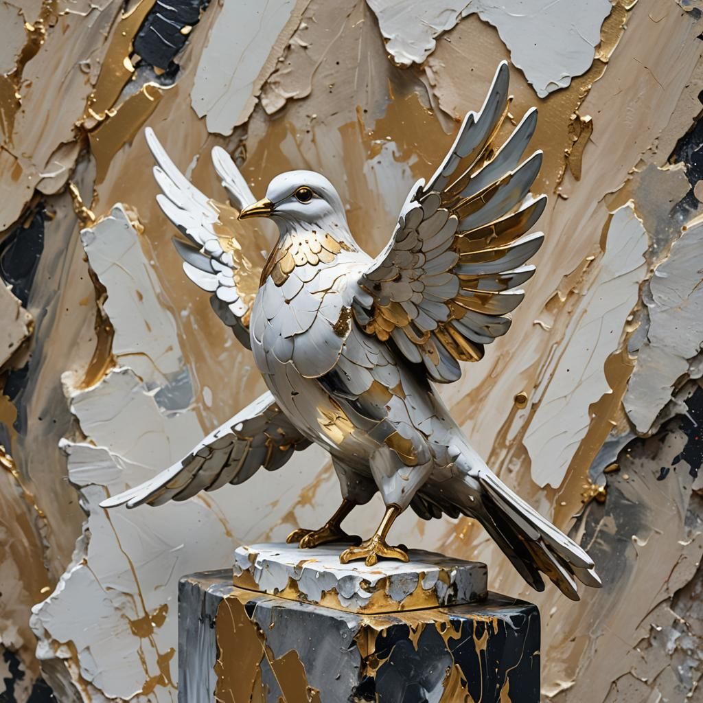 Neo-Expressionist Dove Statue in Post-Impressionist Style