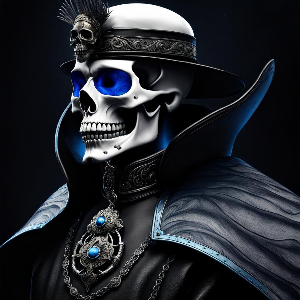 Skull Knight with Bioluminescent Eyes, Digital Art