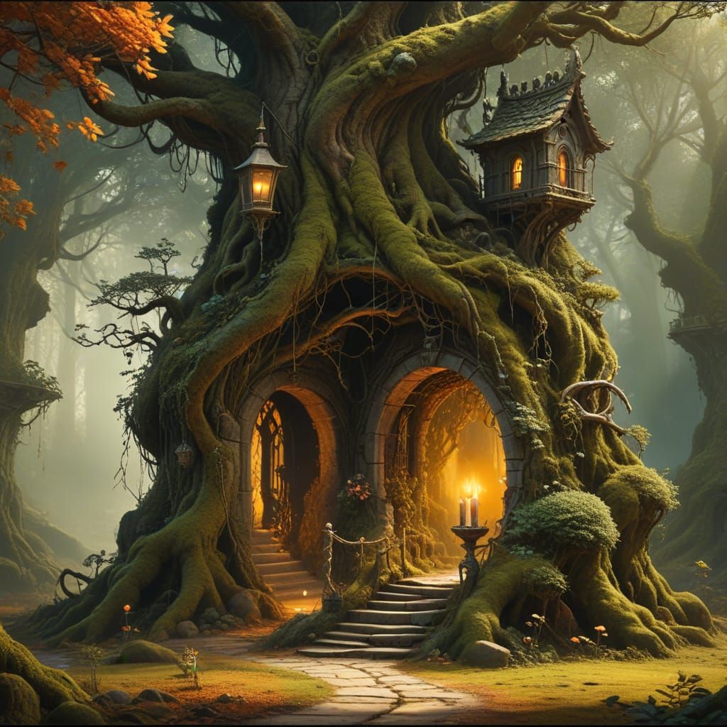 Mystical Forest Portal in Whimsical Style