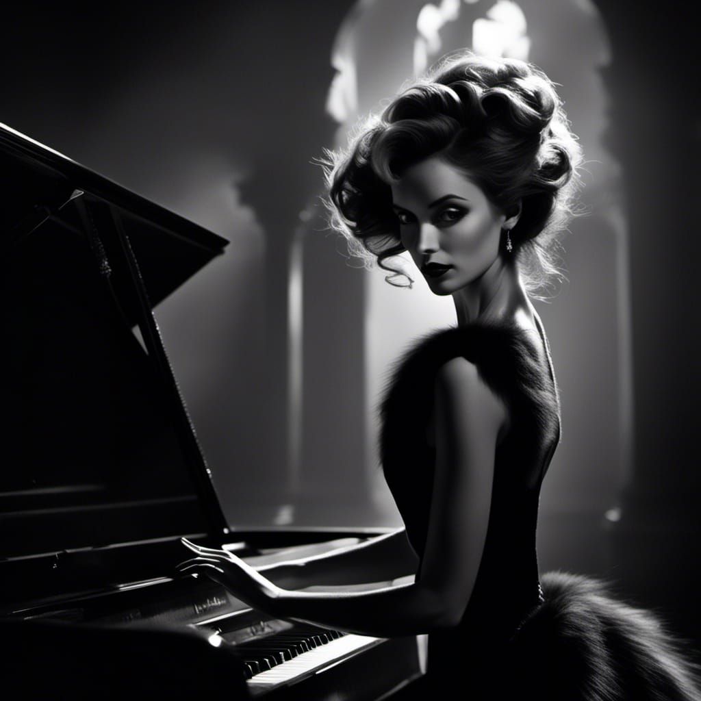 Film Noir Woman in Red Dress Portrait