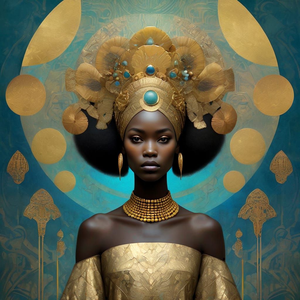 African Princess Enjoys Opulence in Reimagined Futurism Styl...