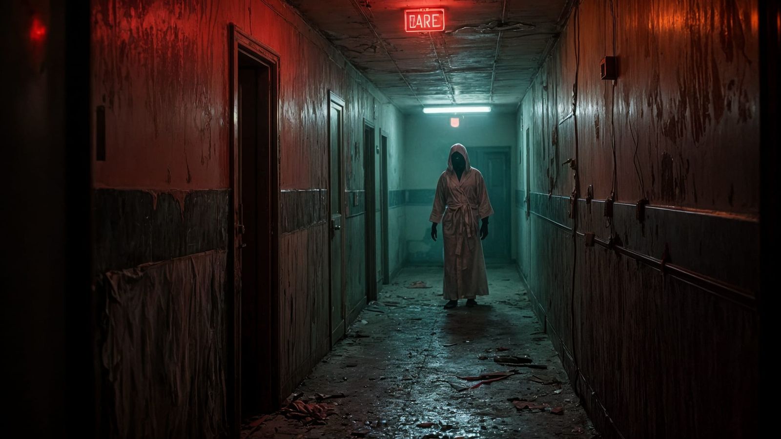 Dark Corridor Horror Scene in a Haunting Atmosphere