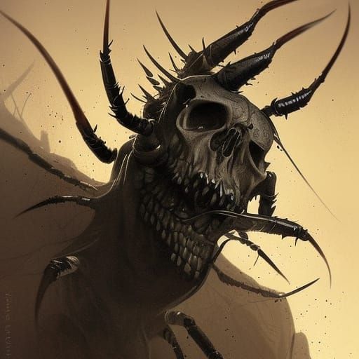 Beetles crawling out of skull