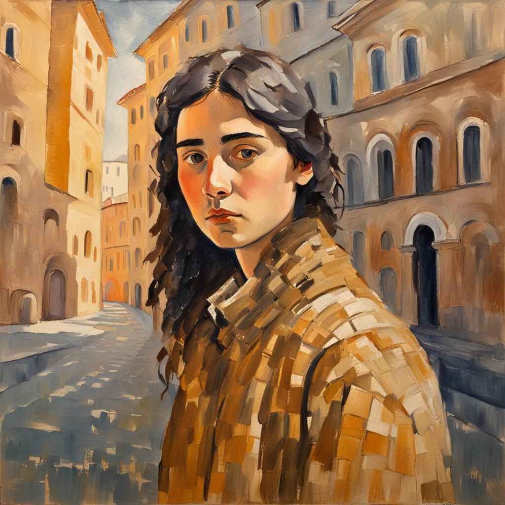 Modigliani-Inspired Portrait of an Italian Student