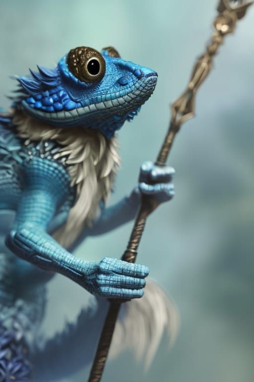 Blue Frog Wizard Concept Art in Fantasy Style