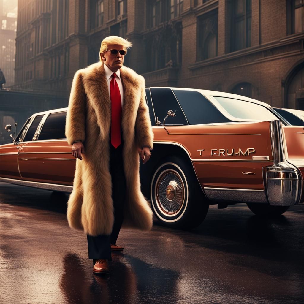 Donald Trump as 1970s Pimp in Limo