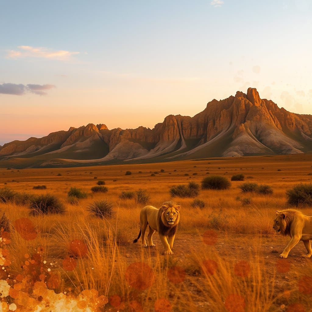 Regal Lion Pride Roams Kalsoy Island's Rugged Landscape at D...