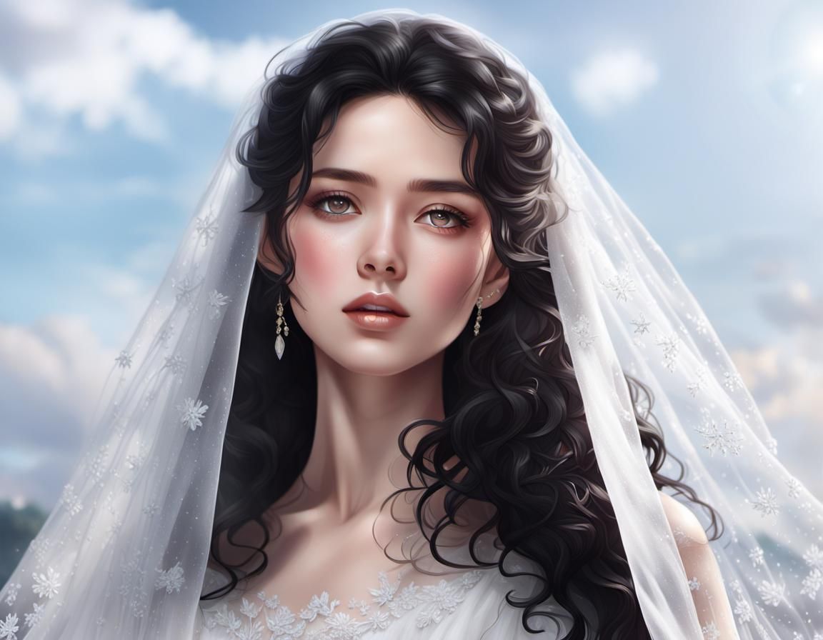 Beautiful Girl with Veil in Cinematic Style