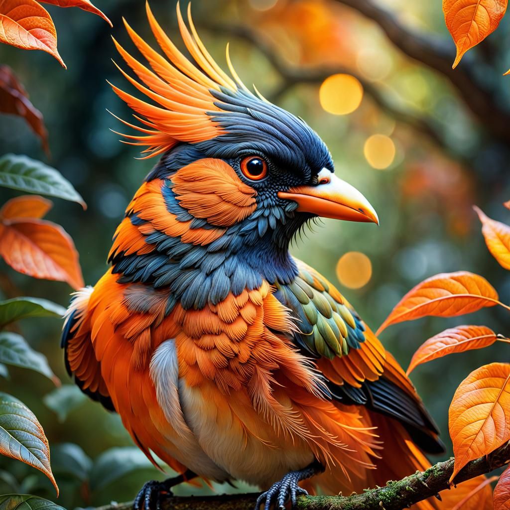Orange fantasy bird
