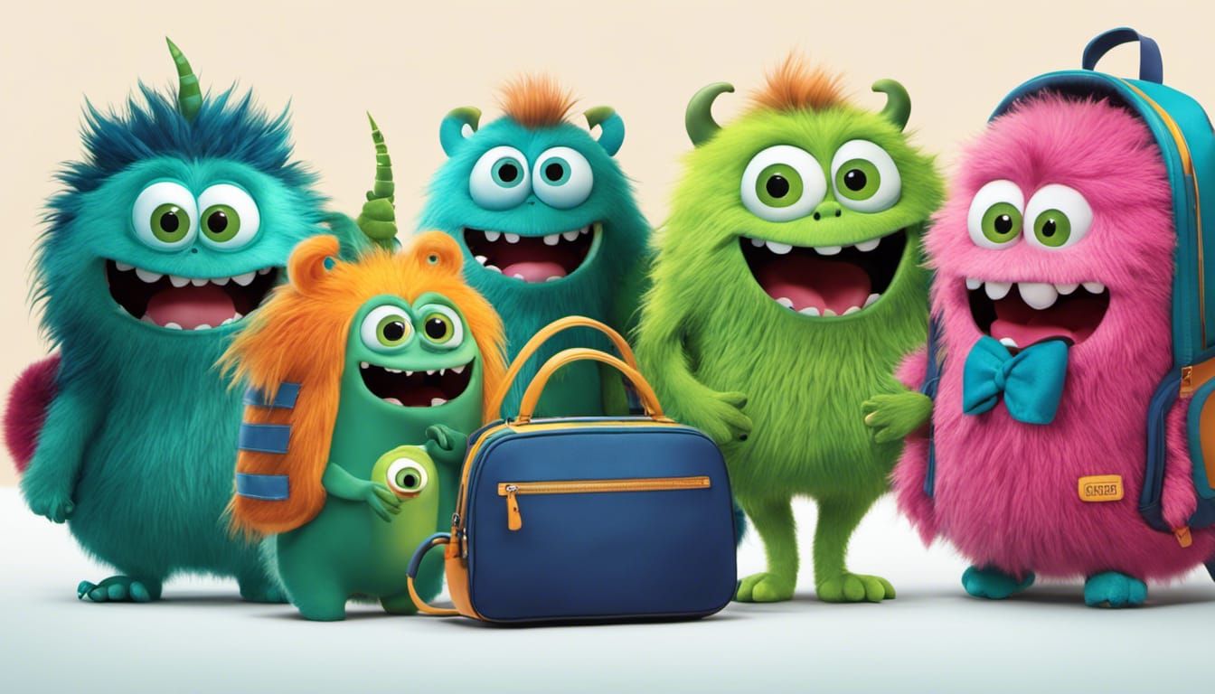 Cute Furry Monster's First Day: 3D Digital Art