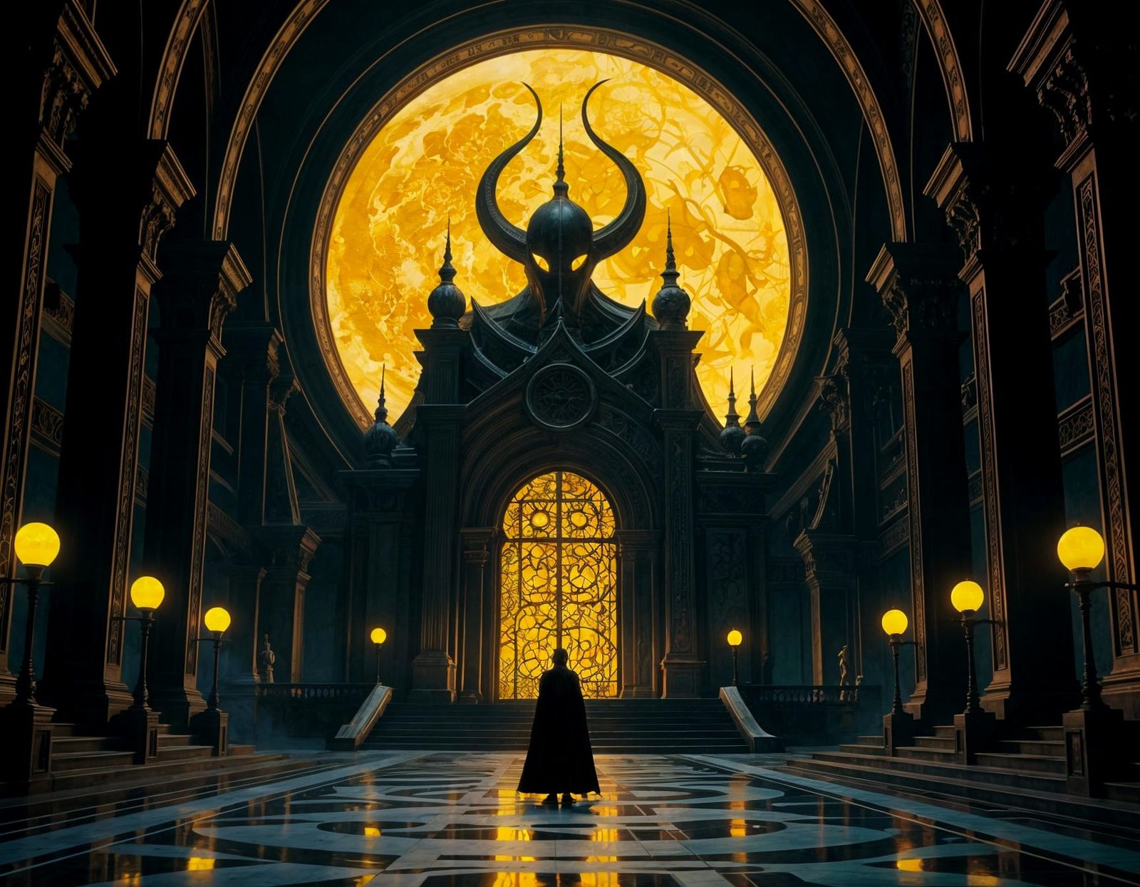 Epic Dark Fantasy Horror Landscape in Maximalist Style